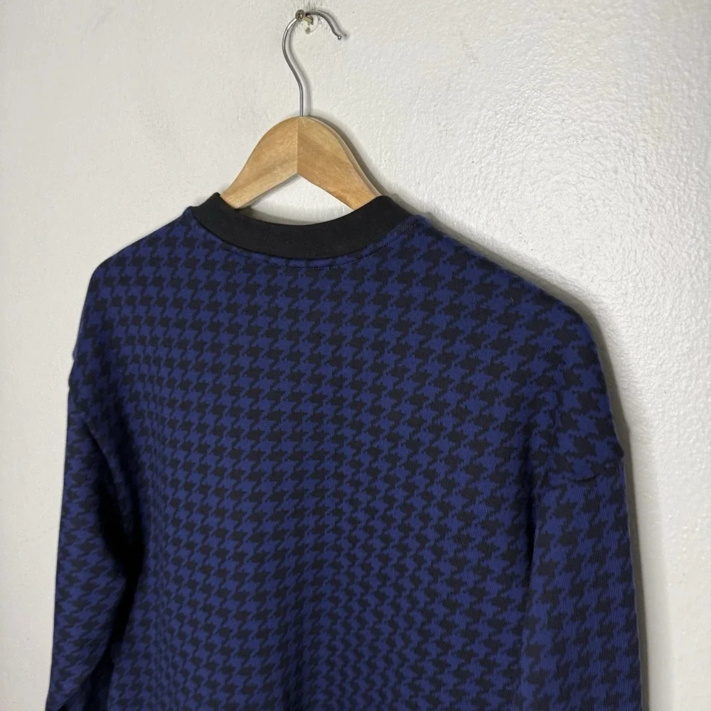 Adidas Ivy Park Blue Black Houndstooth Pockets Crewneck Sweatshirt Men's Small